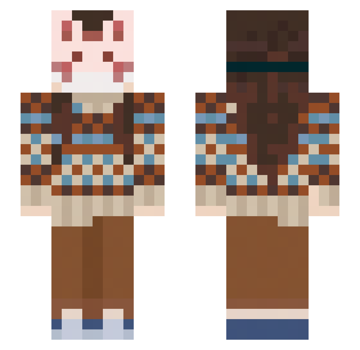 Enigmatically Minecraft skin, front and back view