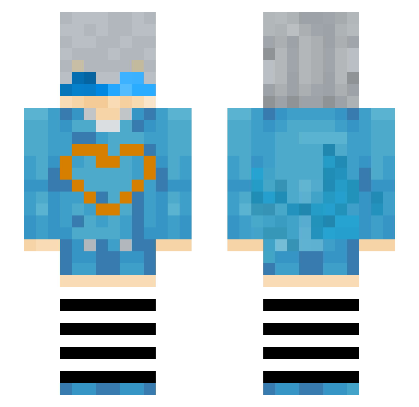 Itsmepriv Minecraft skin, front and back view