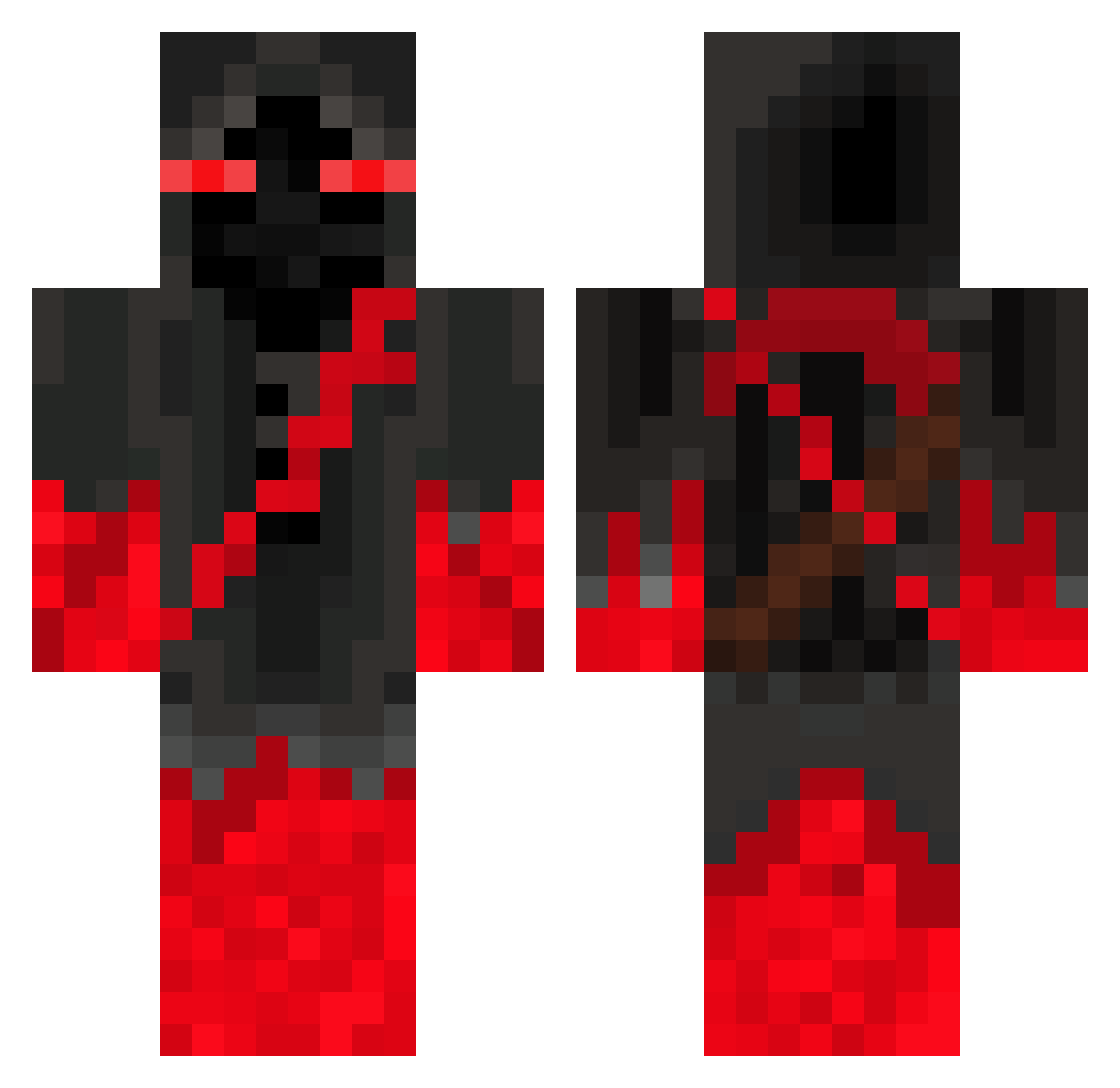 BACBxnned Minecraft skin, front and back view
