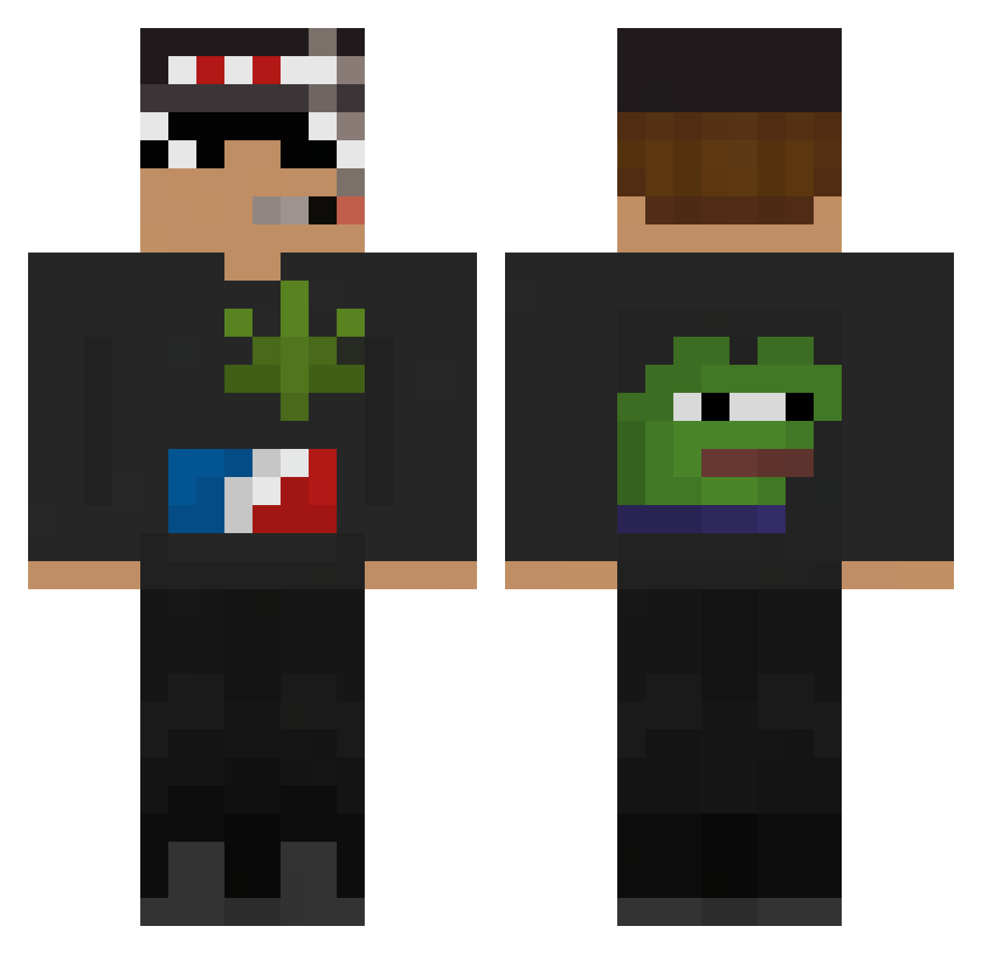 WeedBoy Minecraft skin, front and back view