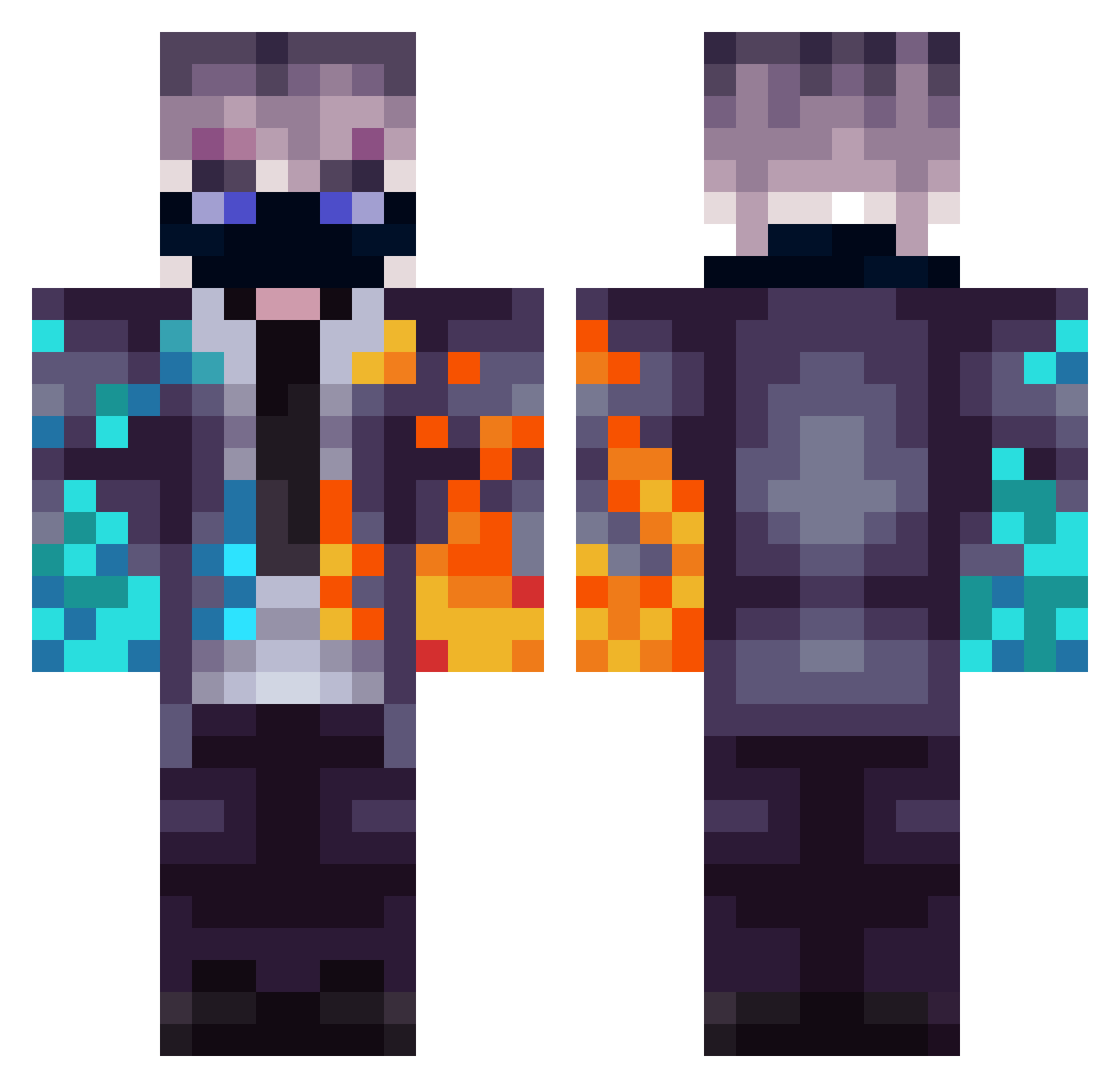Eggioo Minecraft skin, front and back view