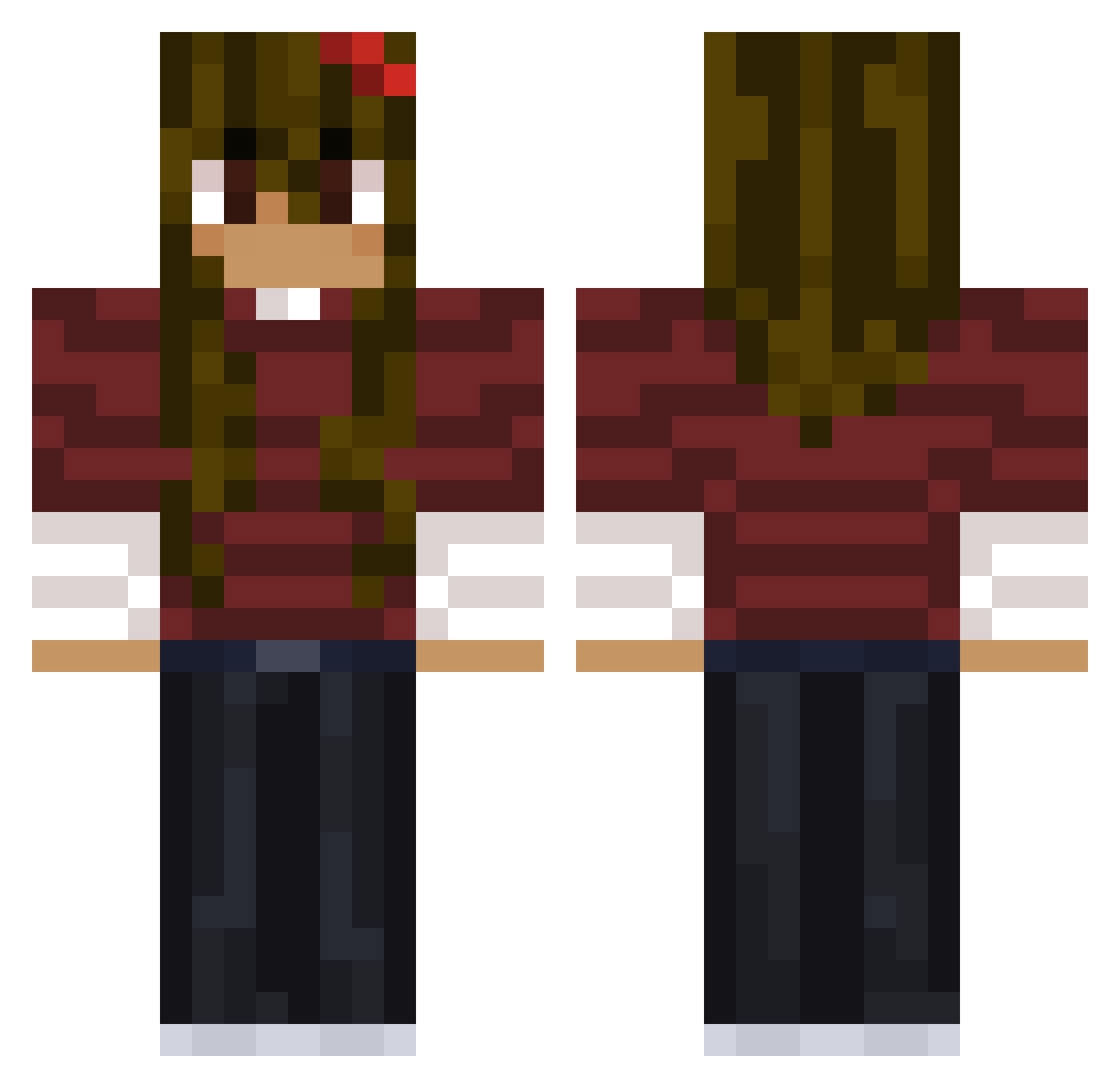TotallyNotZippy Minecraft skin, front and back view
