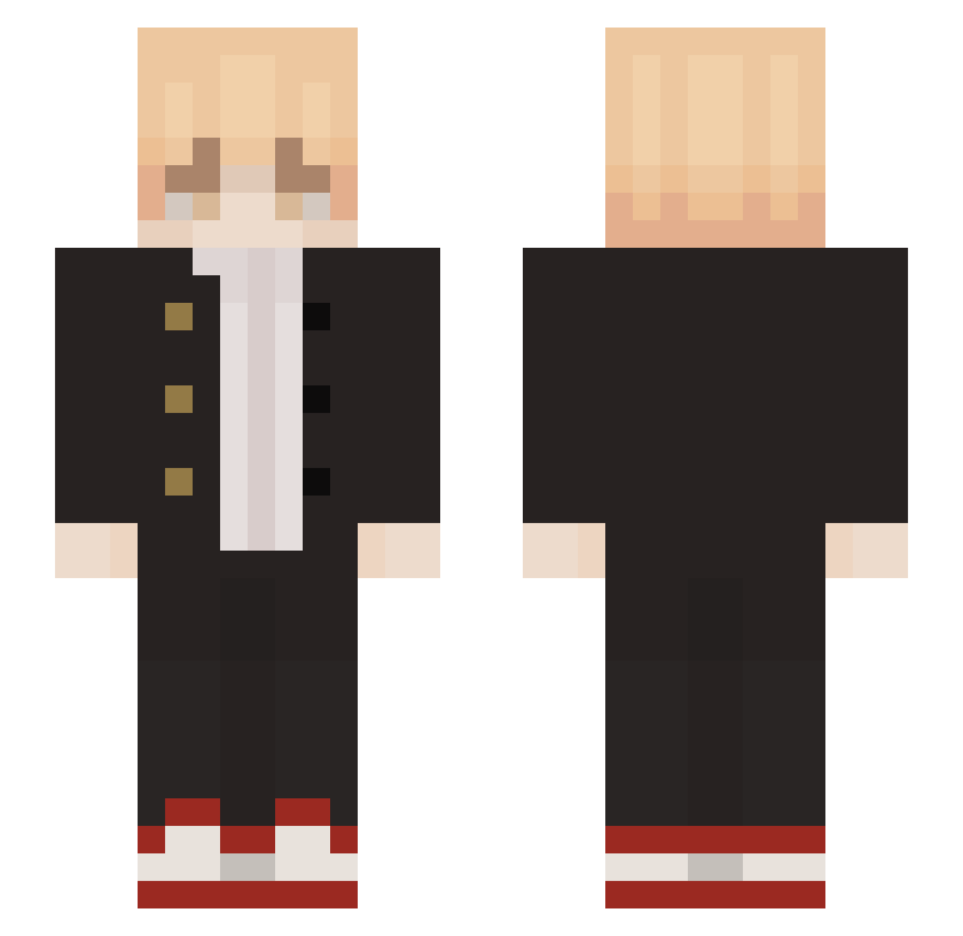 ryoLava Minecraft skin, front and back view