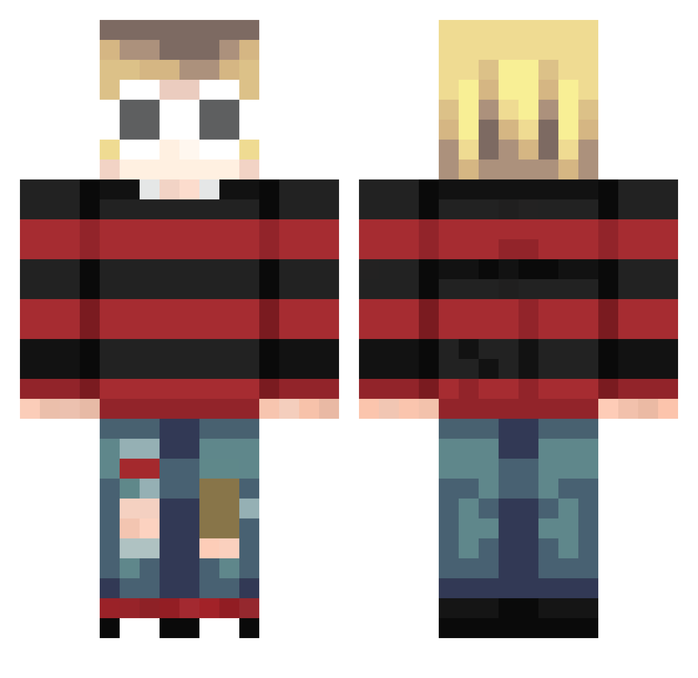 zrdyf Minecraft skin, front and back view