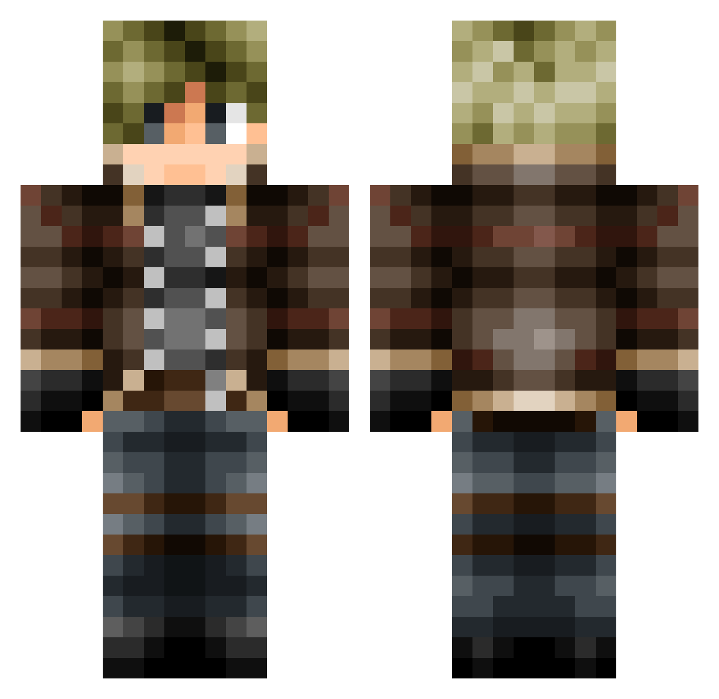 Vortexel Minecraft skin, front and back view