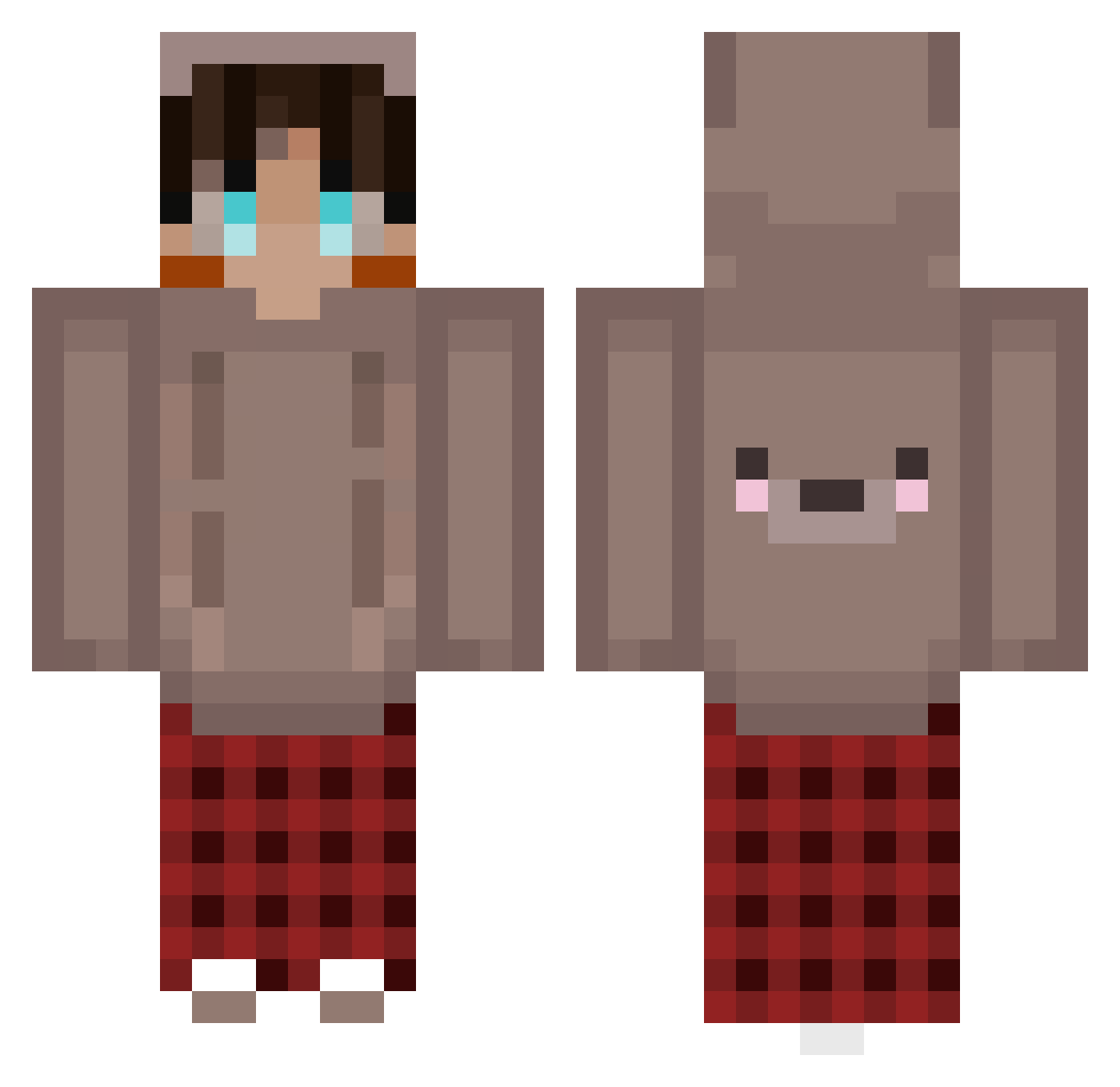 Uberfuzz Minecraft skin, front and back view
