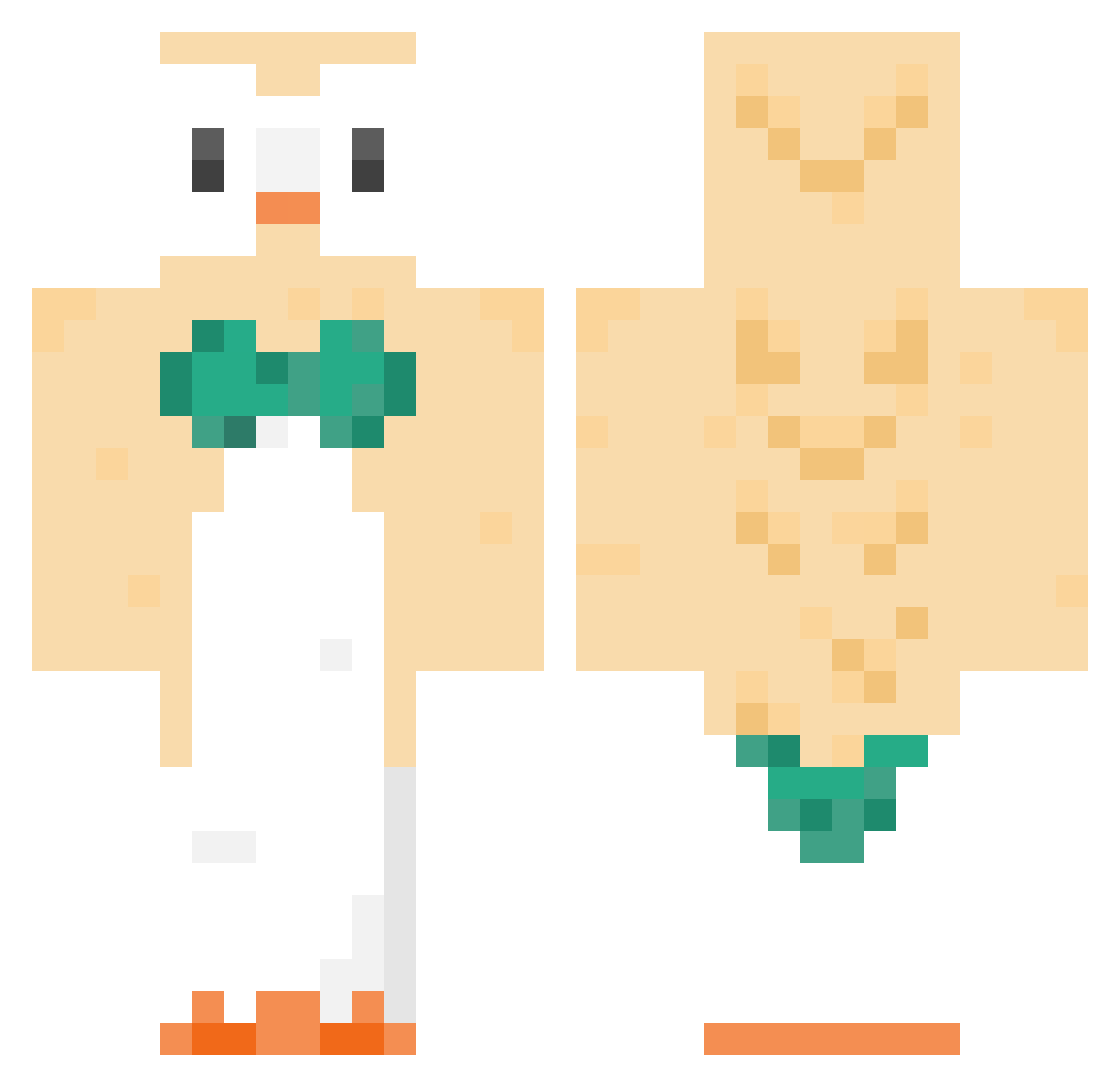 manicotti Minecraft skin, front and back view
