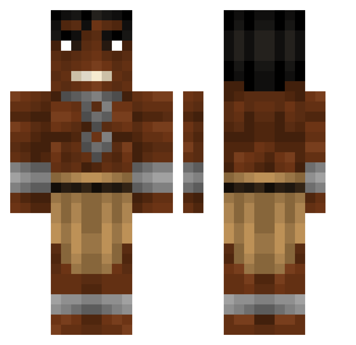 Vesnicul Minecraft skin, front and back view