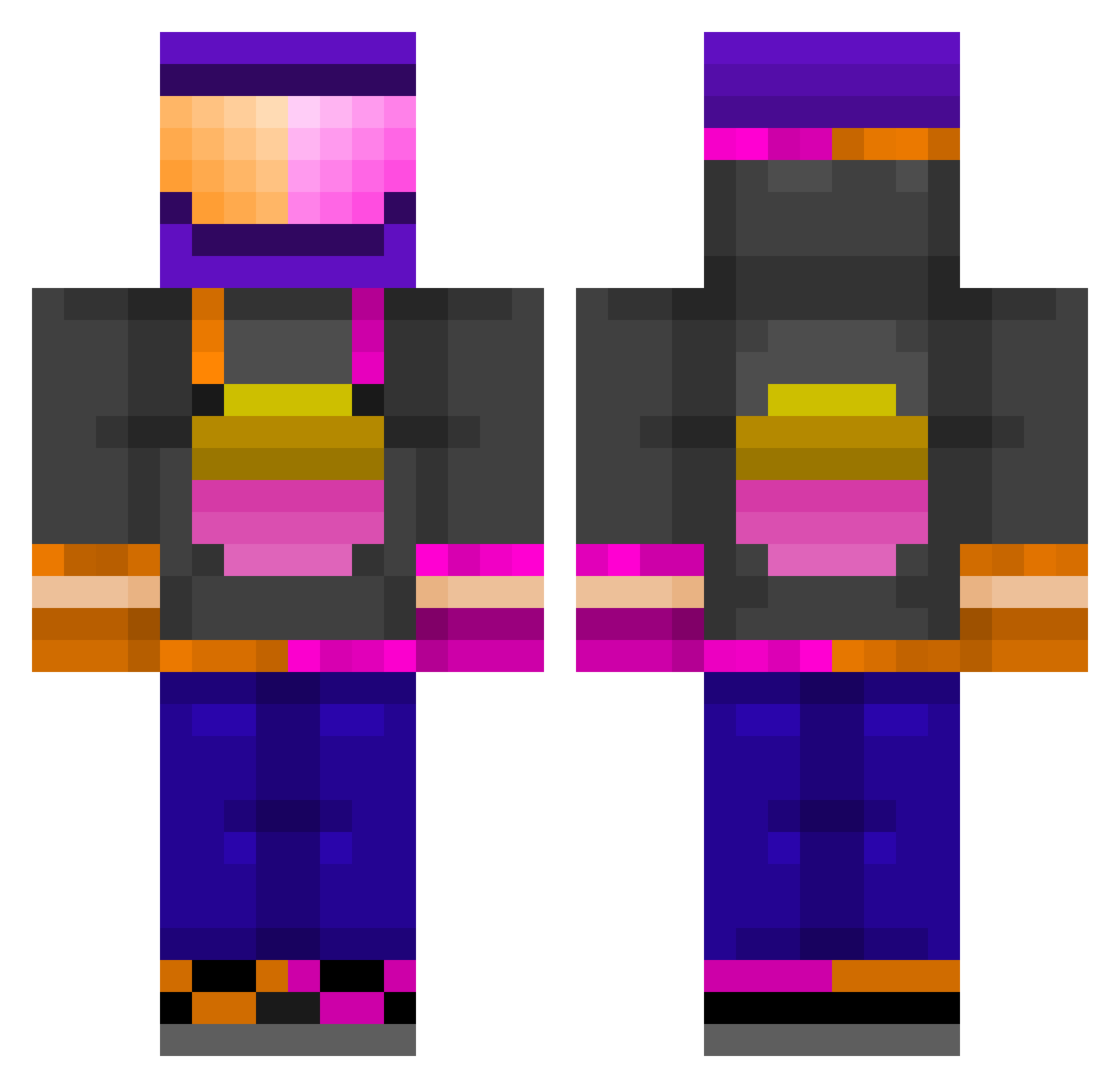 wfblaze Minecraft skin, front and back view