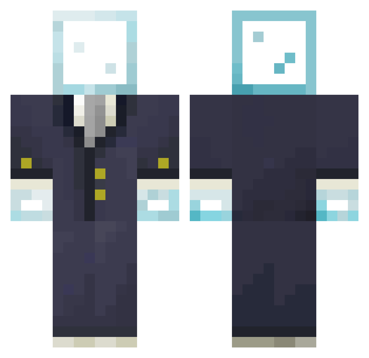 AgentCafe Minecraft skin, front and back view