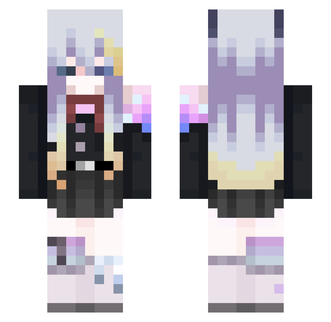 Aster_Core Minecraft skin, front and back view