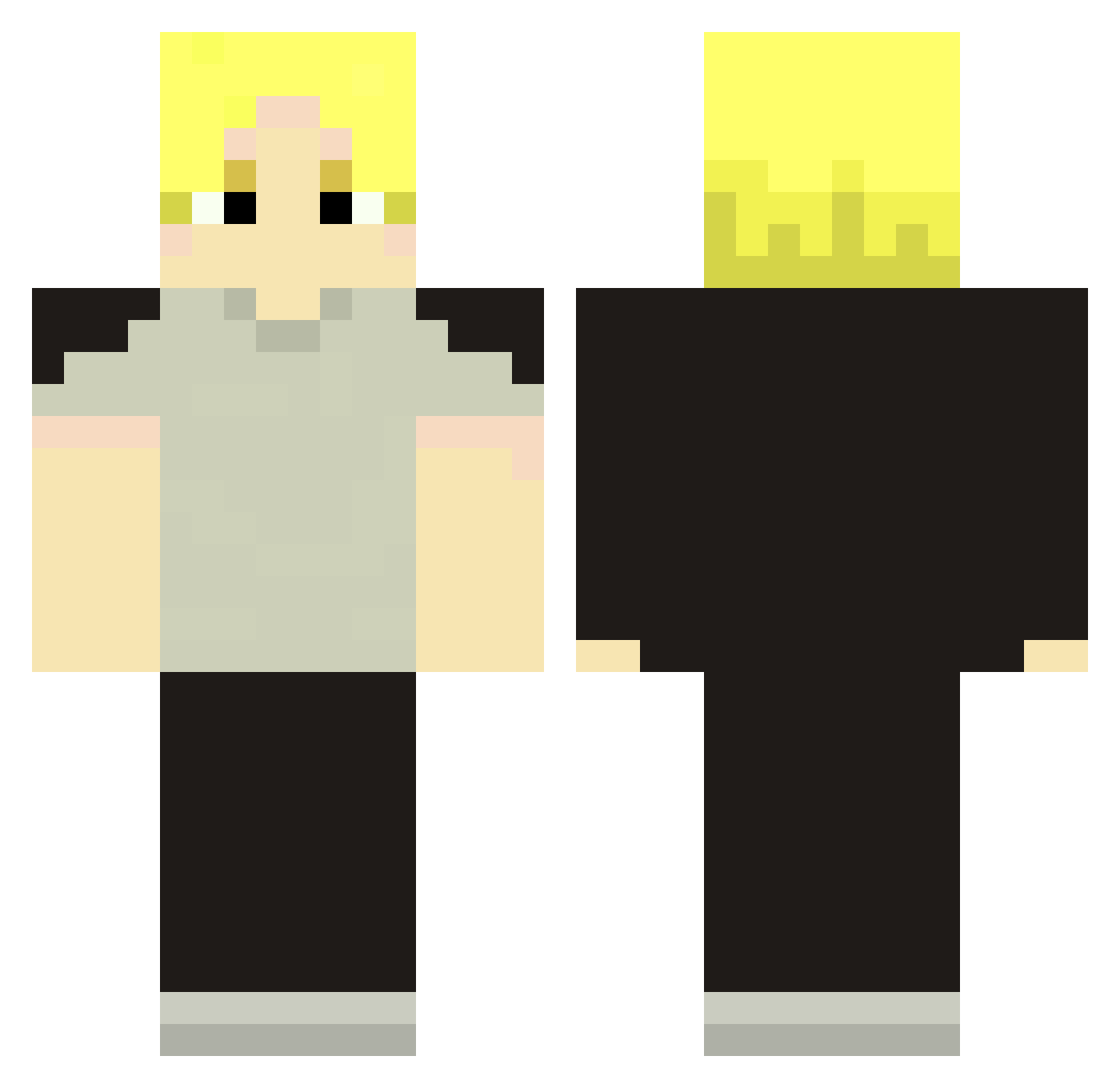 UneBananeQuiPvP Minecraft skin, front and back view