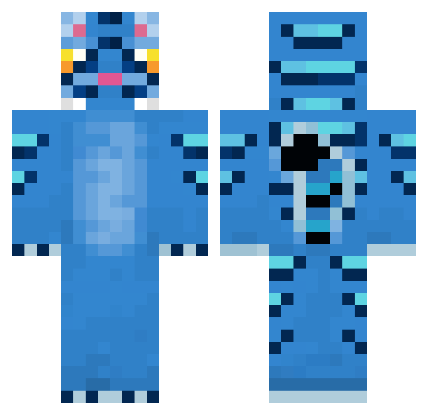 Giraffe_Bird Minecraft skin, front and back view