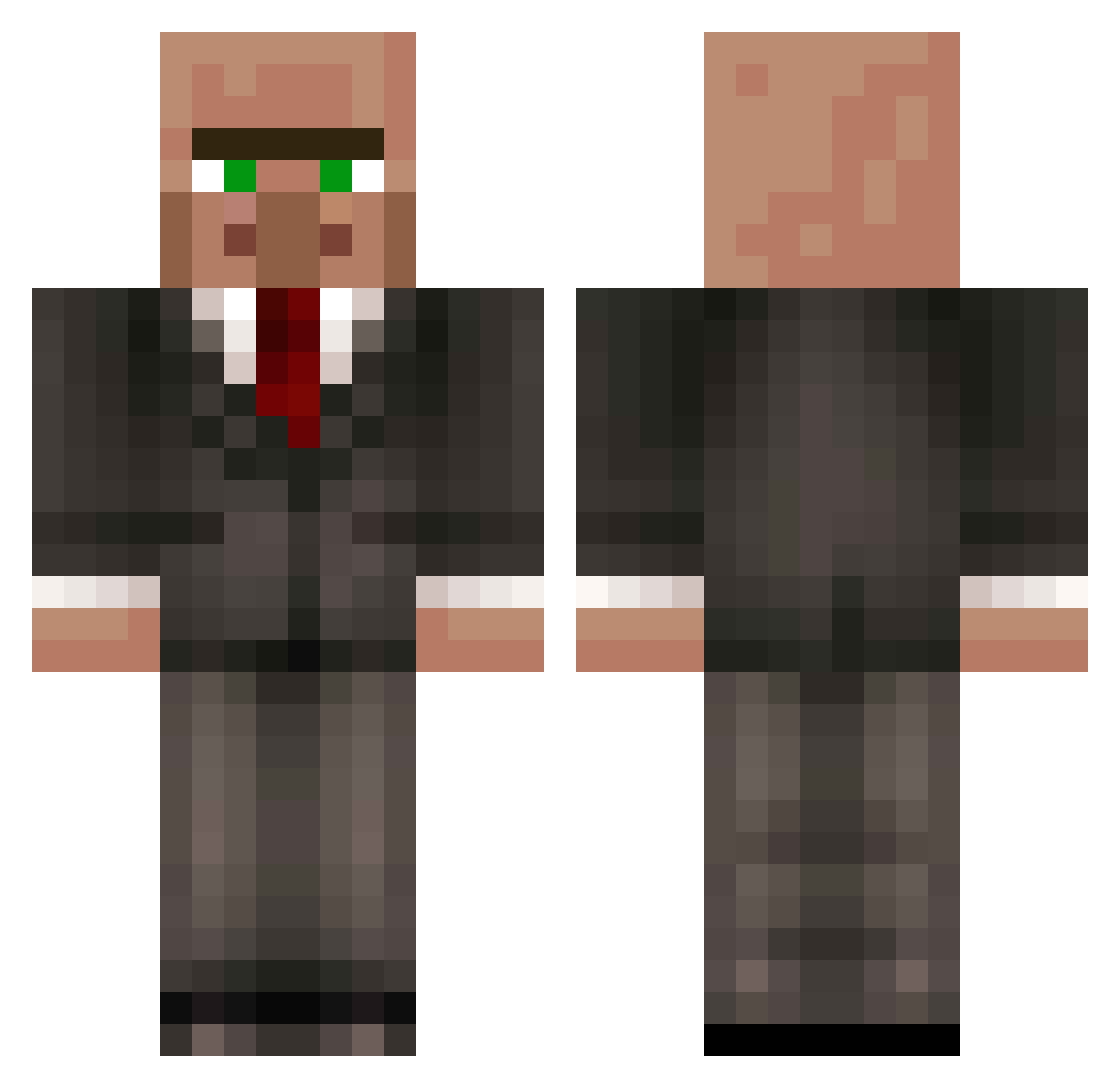 TaskDodger Minecraft skin, front and back view