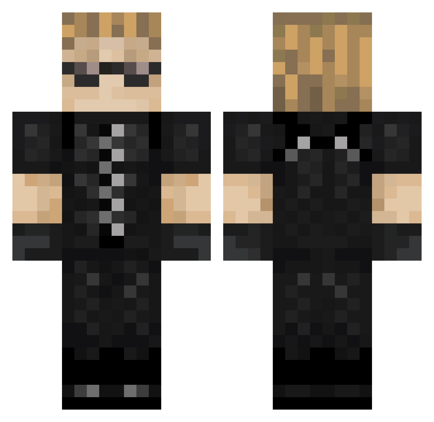 UnityTheAxolotl Minecraft skin, front and back view