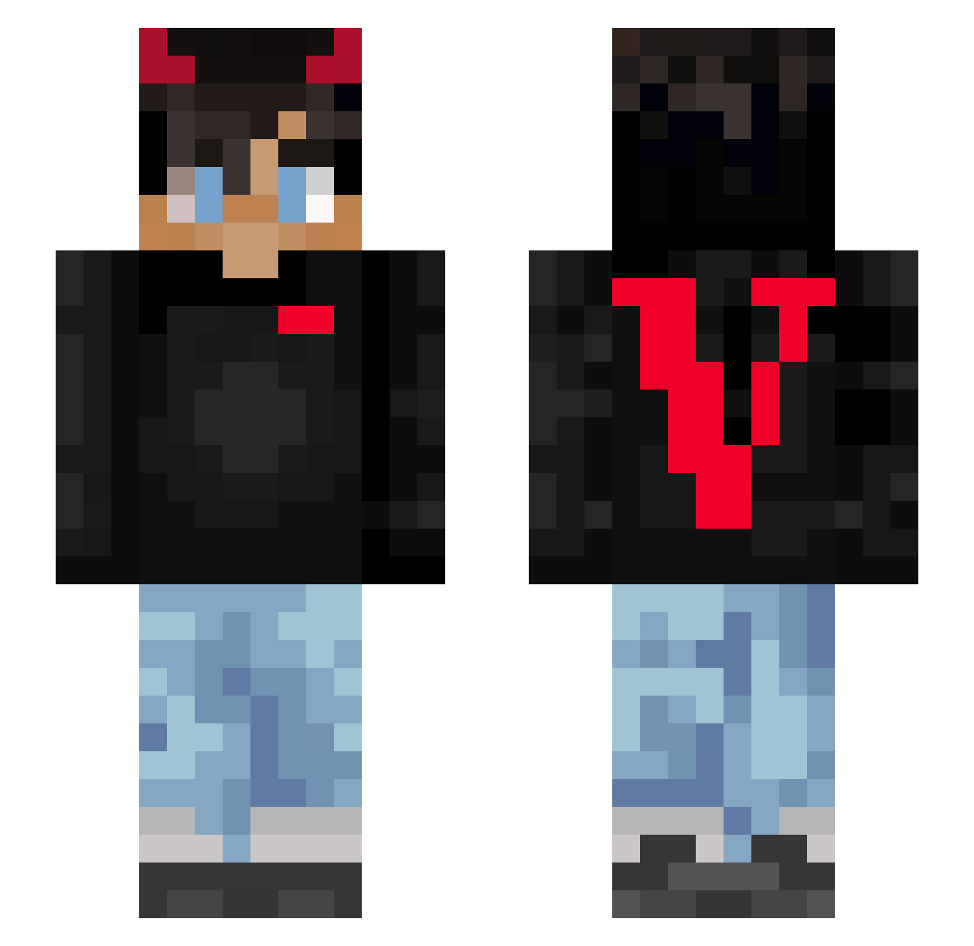 TurnAroundIdiot Minecraft skin, front and back view