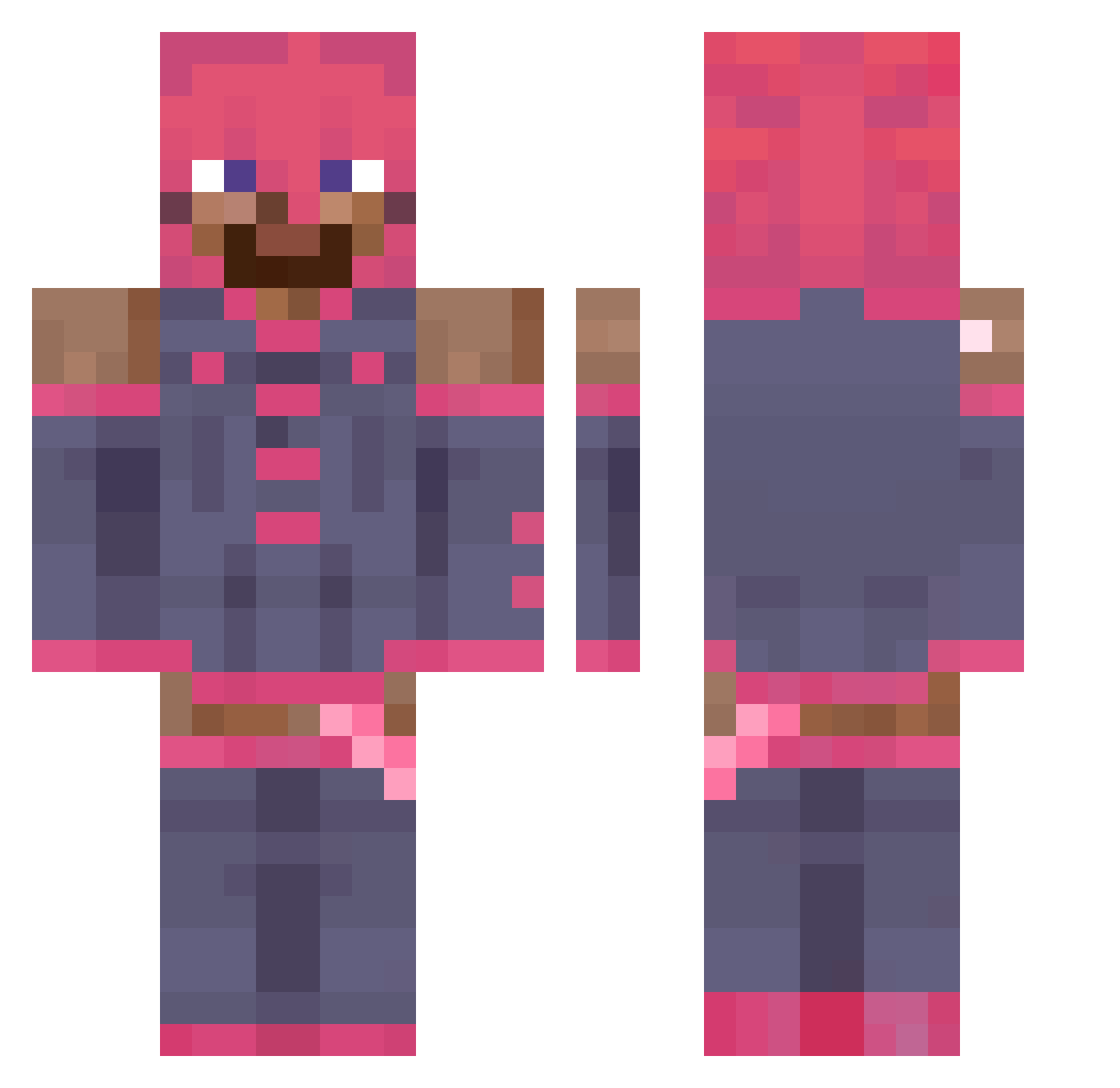 Jeksla Minecraft skin, front and back view