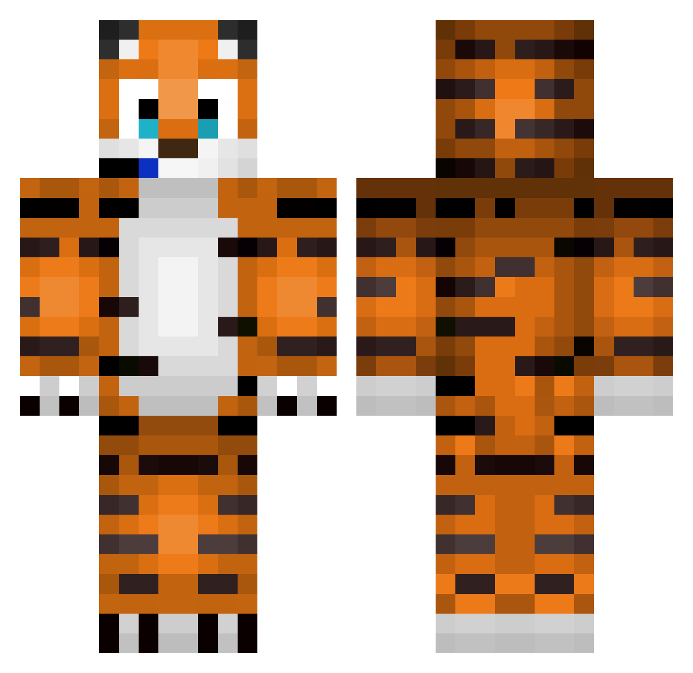 Tiger3korn Minecraft skin, front and back view