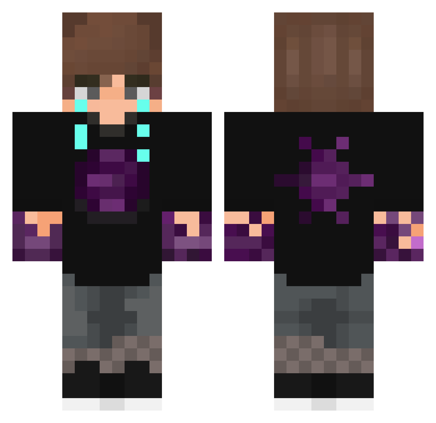 ItzVorty Minecraft skin, front and back view