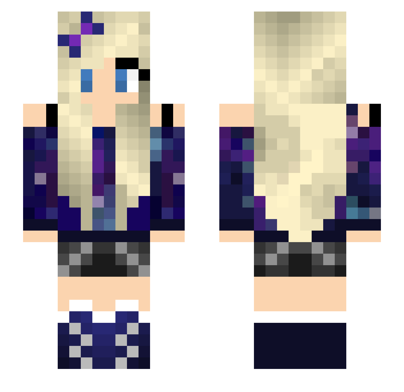 Schoolgirls Minecraft skin, front and back view