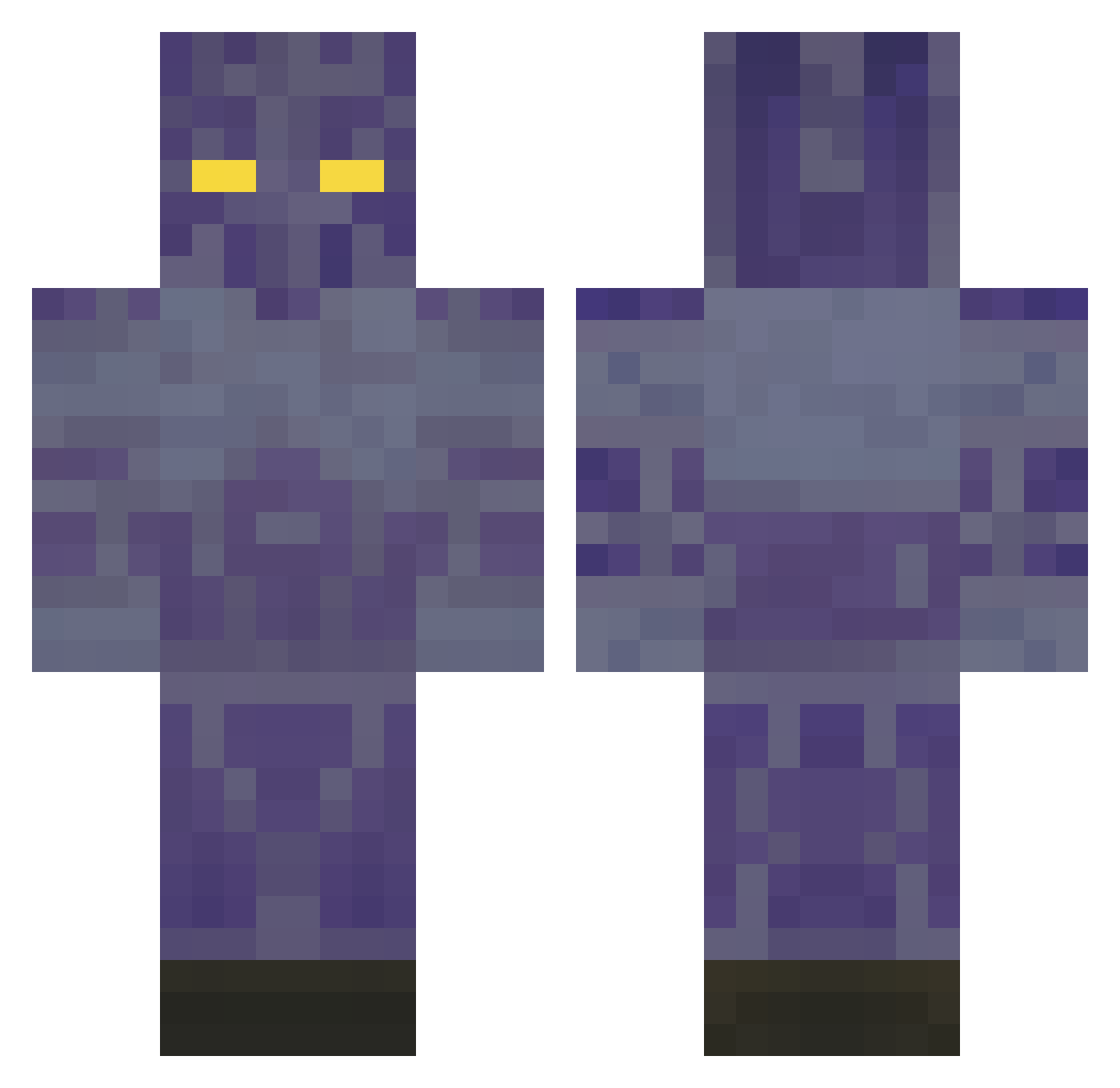 yeetorio Minecraft skin, front and back view