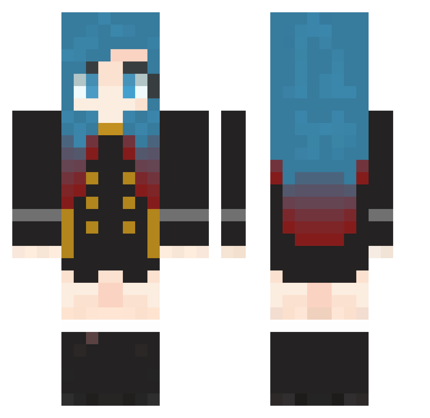 RoiShiyu Minecraft skin, front and back view