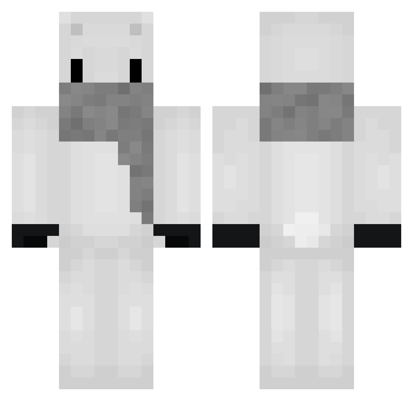 Reread Minecraft skin, front and back view