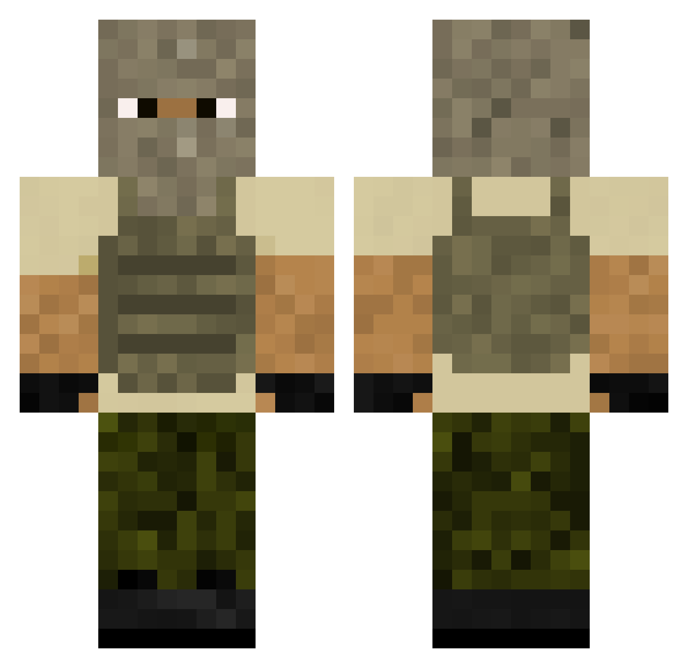 Istop1 Minecraft skin, front and back view