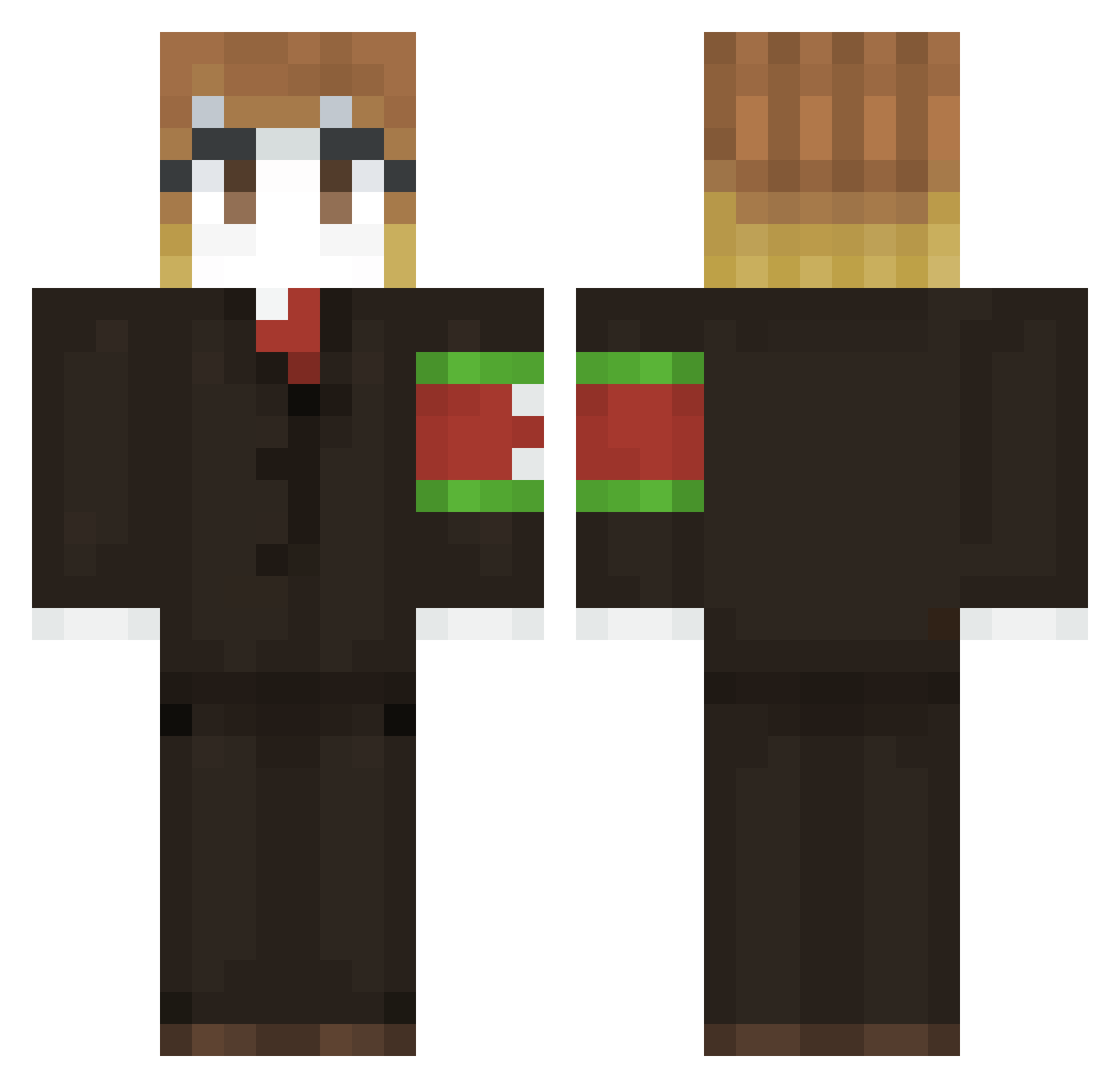 The3pic8 Minecraft skin, front and back view