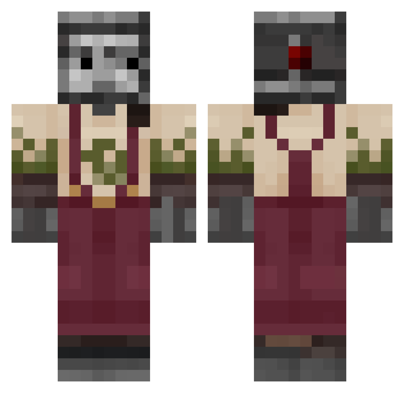 Netgoldfish Minecraft skin, front and back view