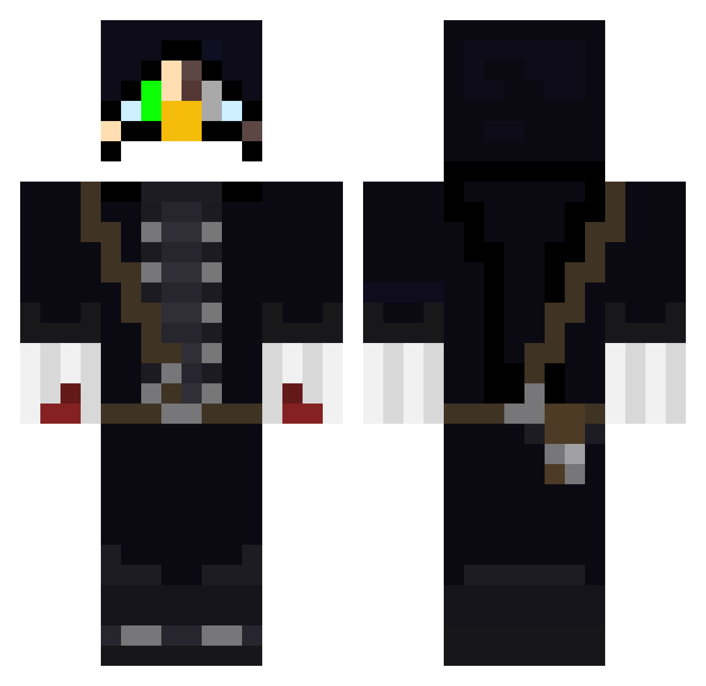 Penguinek00 Minecraft skin, front and back view