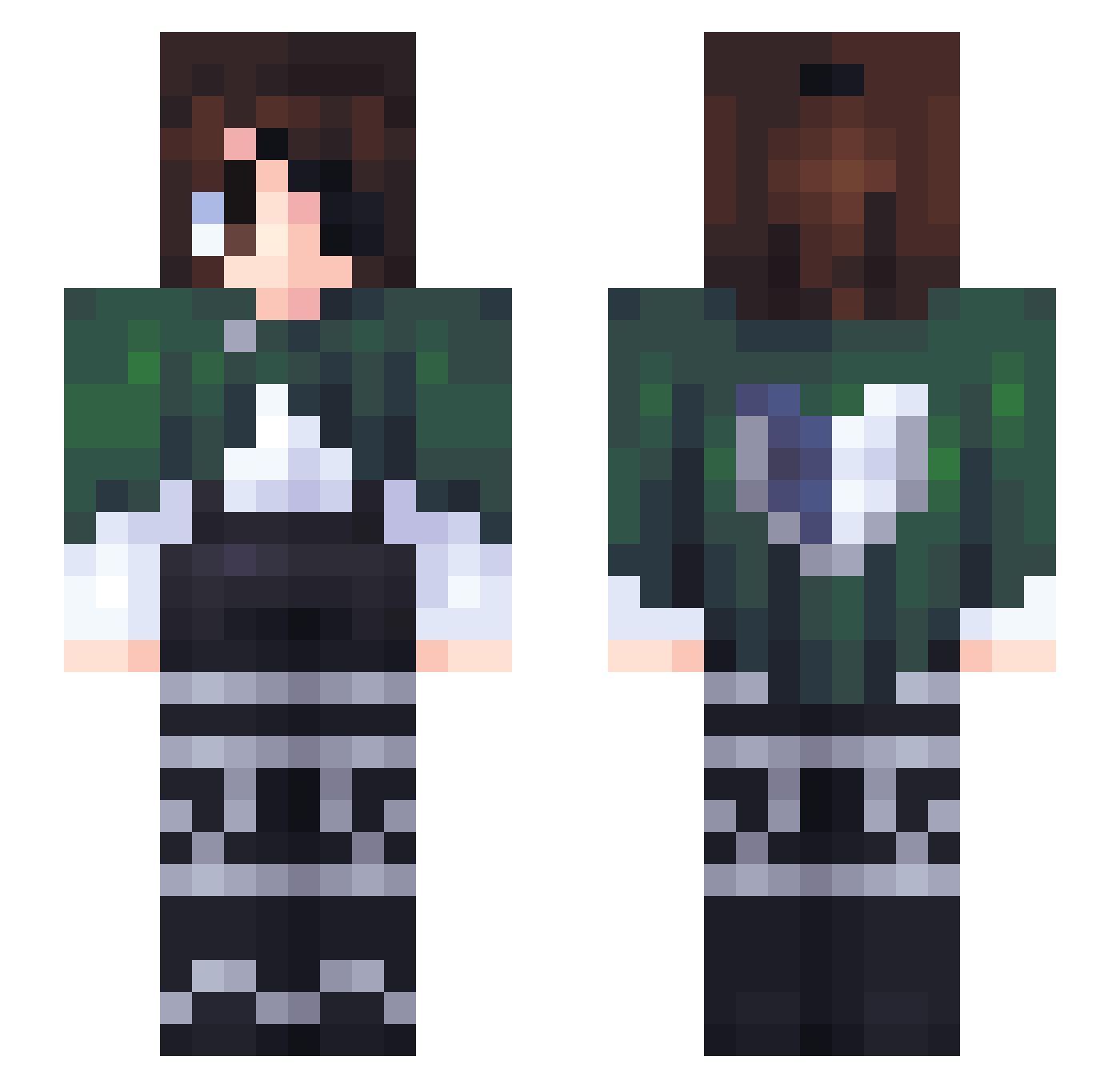 FunkyMuffinss Minecraft skin, front and back view