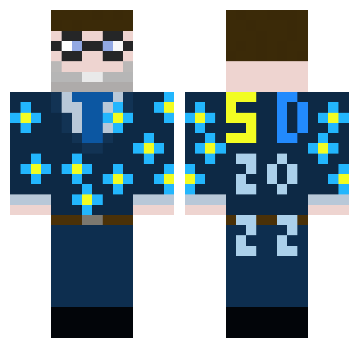 Donkan100 Minecraft skin, front and back view