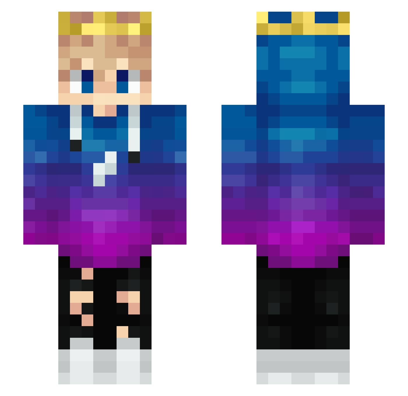 KingBo0mX Minecraft skin, front and back view