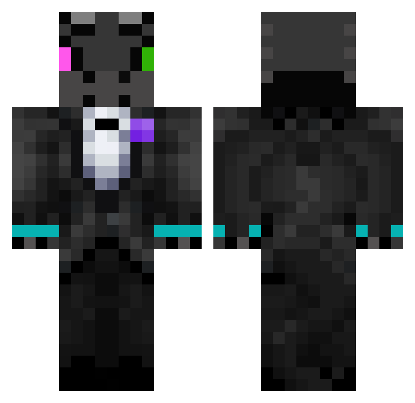 Raykinght Minecraft skin, front and back view