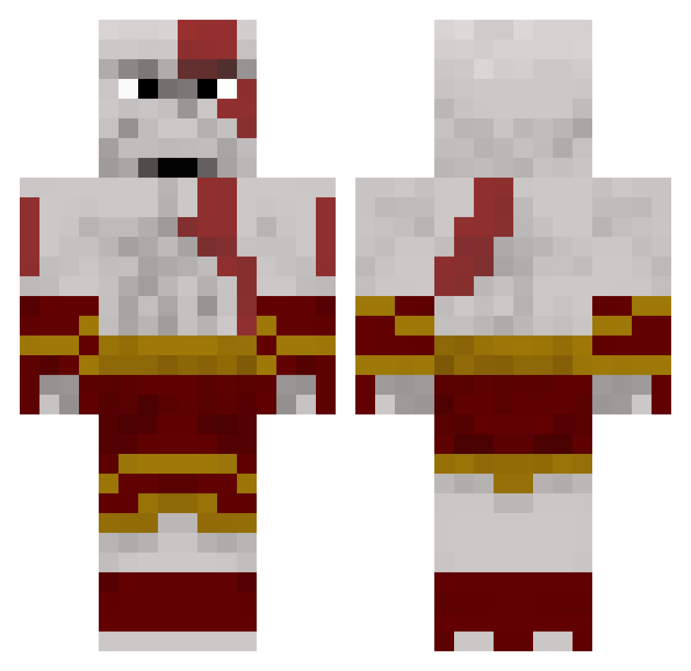 Evangeline Minecraft skin, front and back view