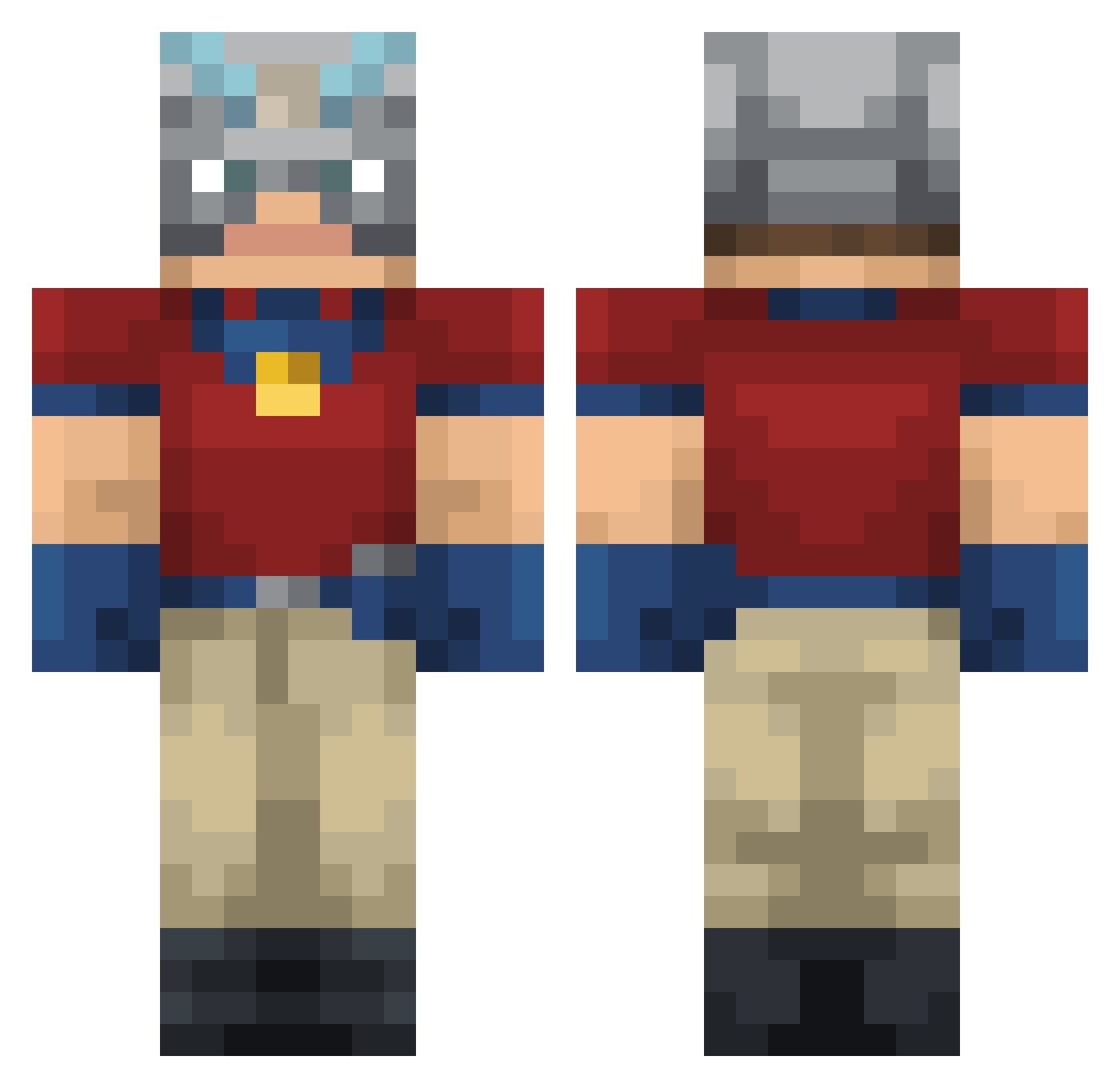 Chillynugget Minecraft skin, front and back view