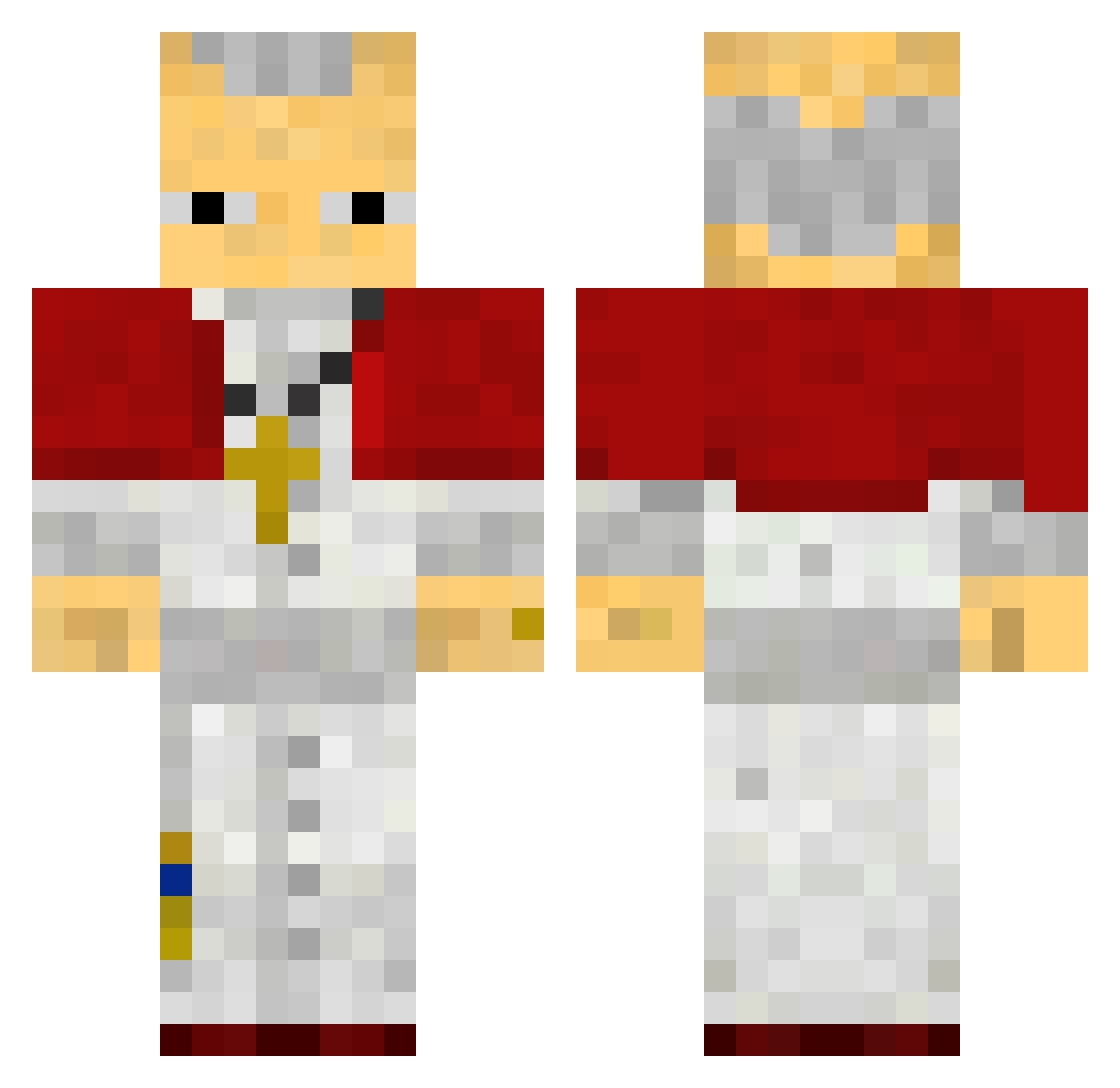 OrangeJustice Minecraft skin, front and back view
