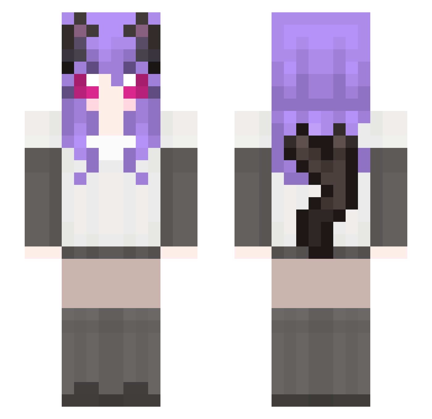 sleepyravenous Minecraft skin, front and back view