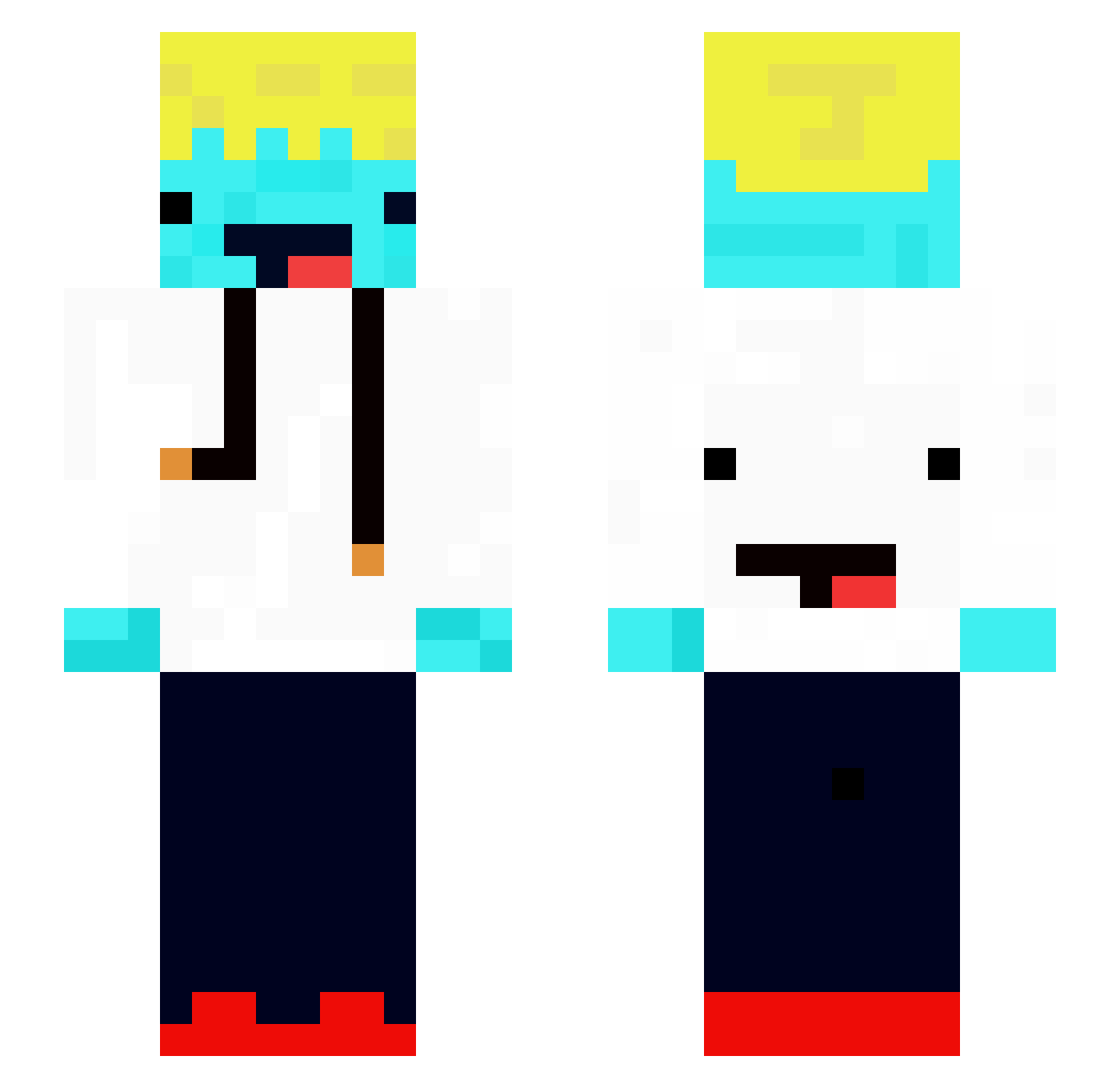 BarteQ25565 Minecraft skin, front and back view