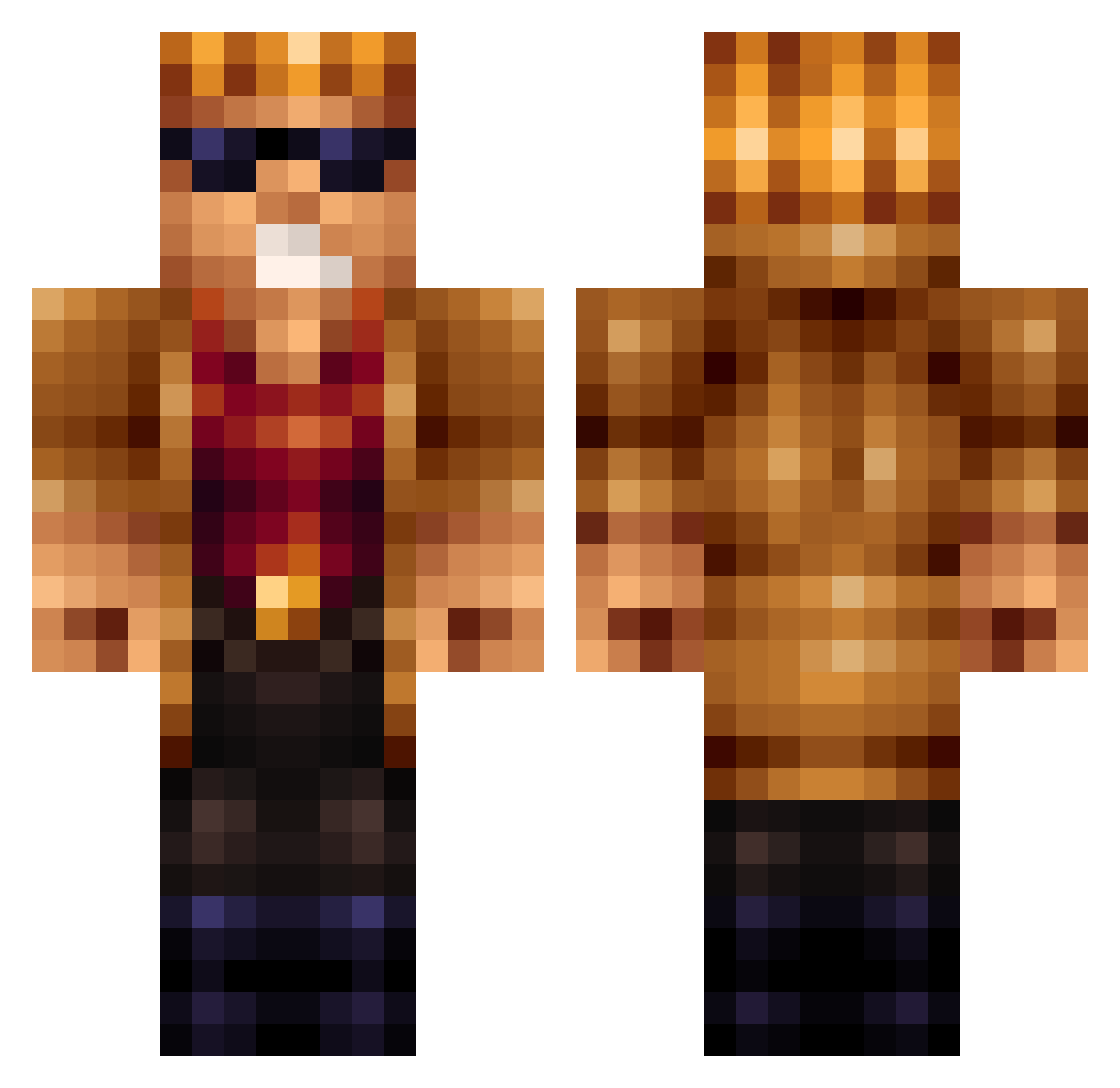 cladus Minecraft skin, front and back view