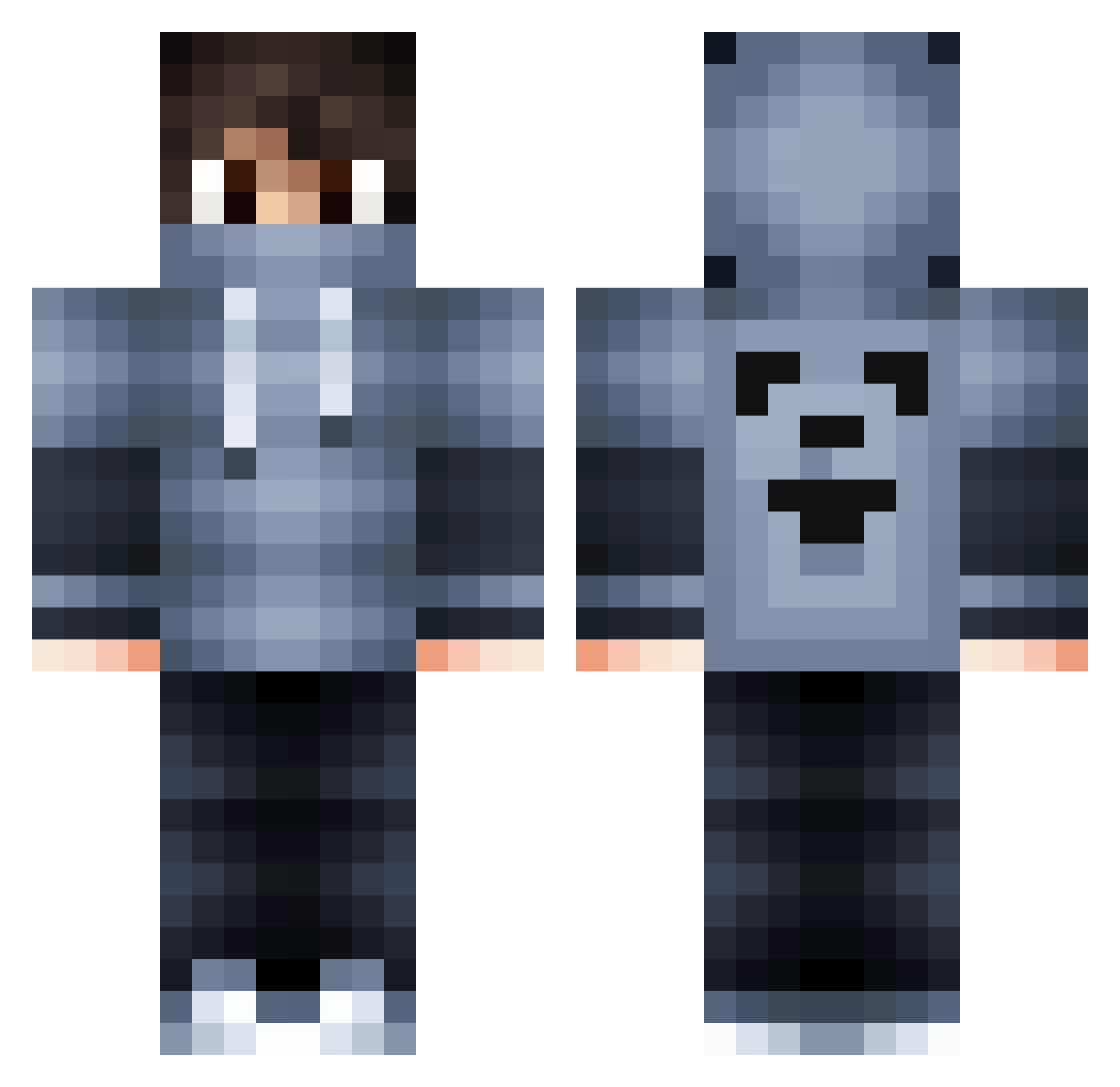 Mulvarp Minecraft skin, front and back view