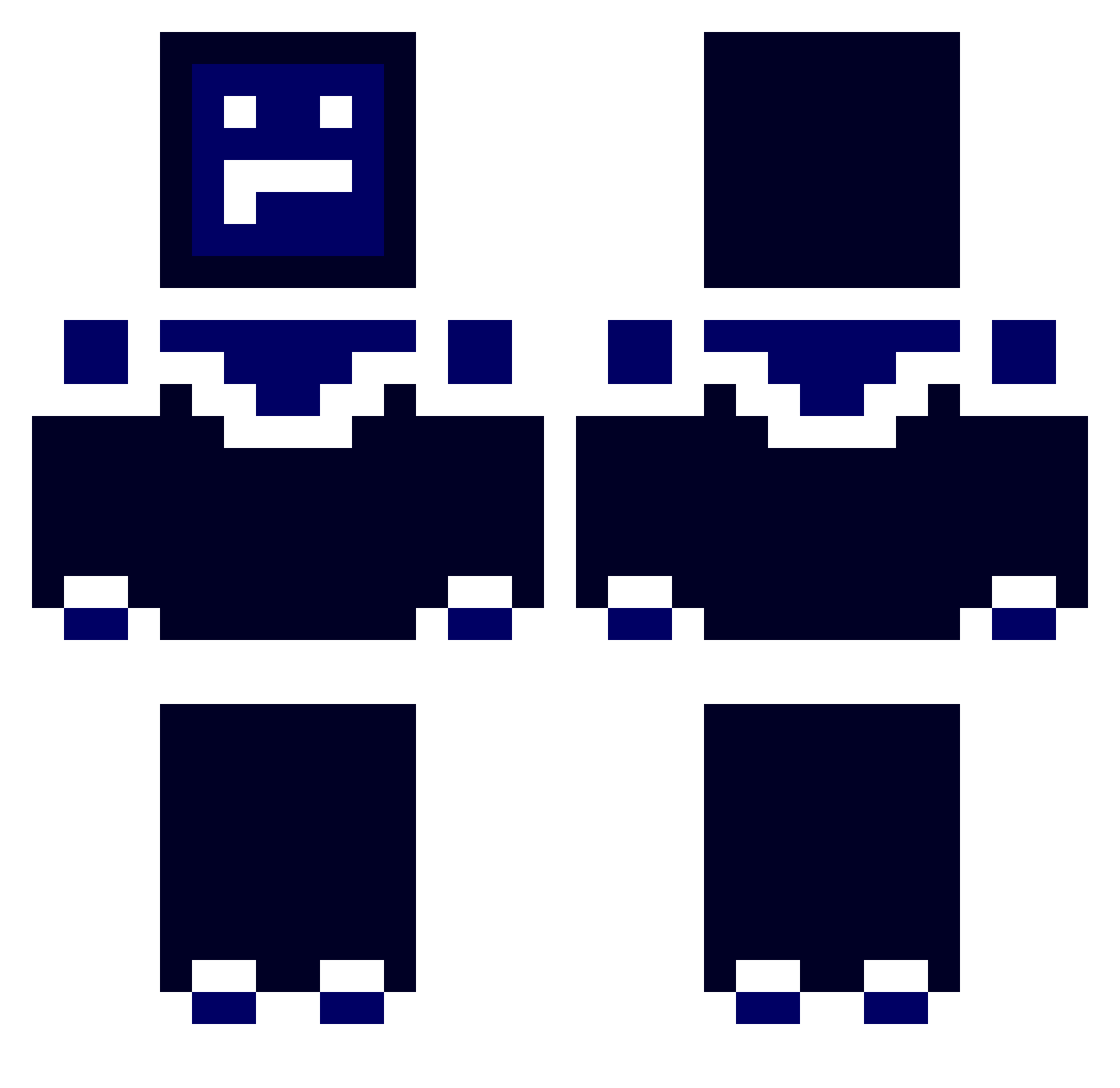 Cryotron Minecraft skin, front and back view