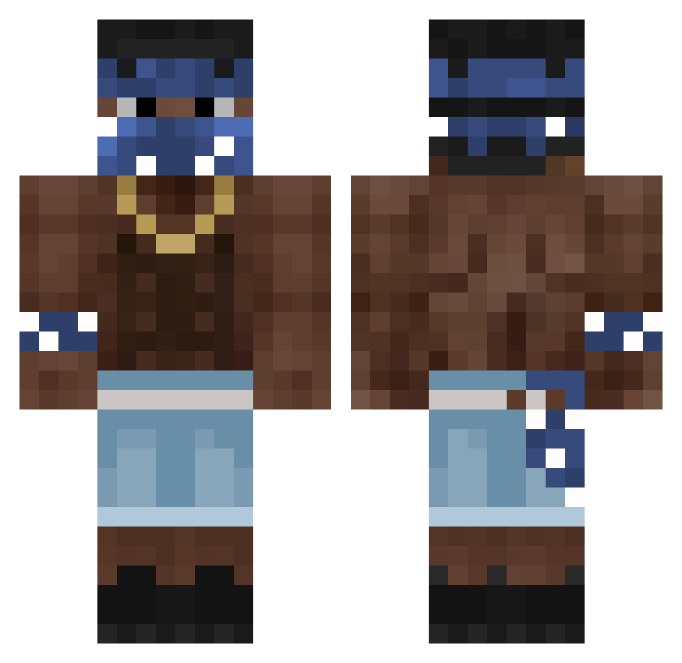 MonsterKillerH Minecraft skin, front and back view