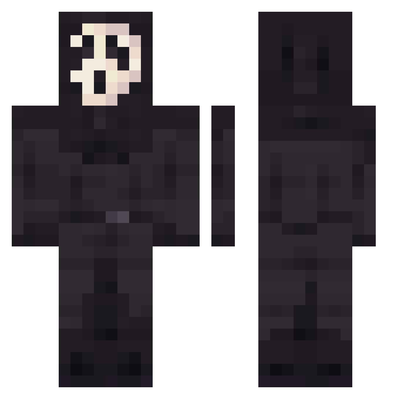 Dentsukii Minecraft skin, front and back view