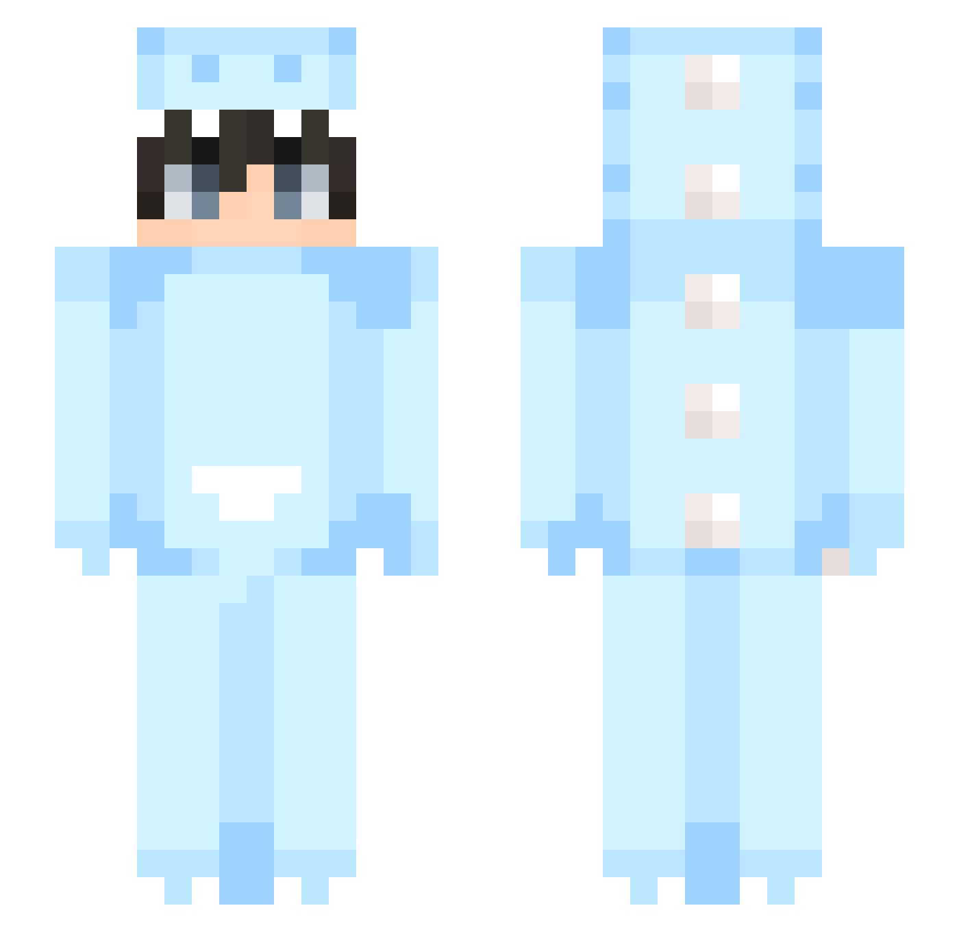 ToastGmbH Minecraft skin, front and back view