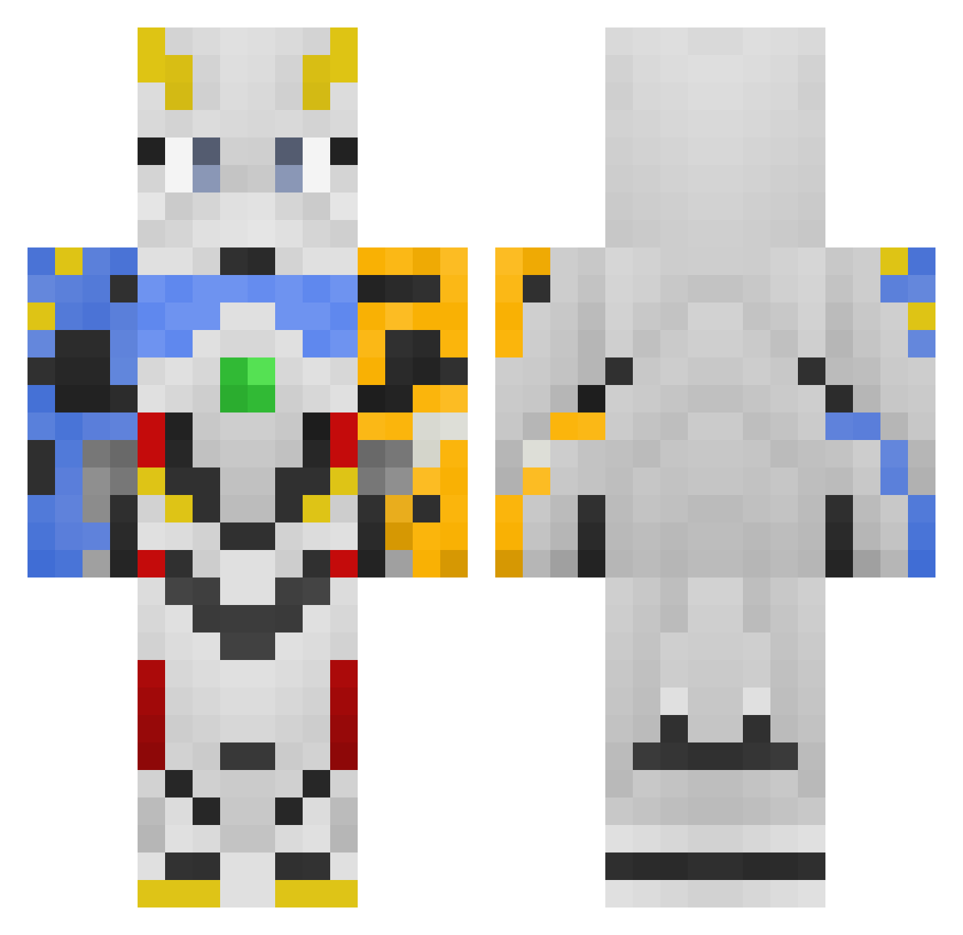 Wr3x1 Minecraft skin, front and back view