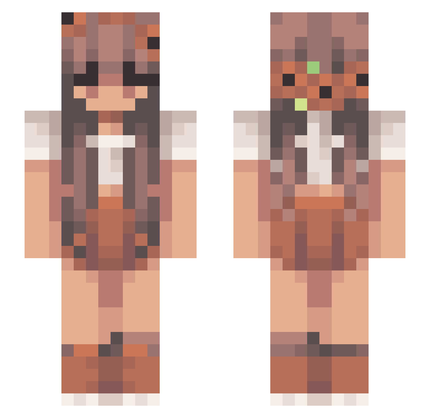 Jeniblu Minecraft skin, front and back view