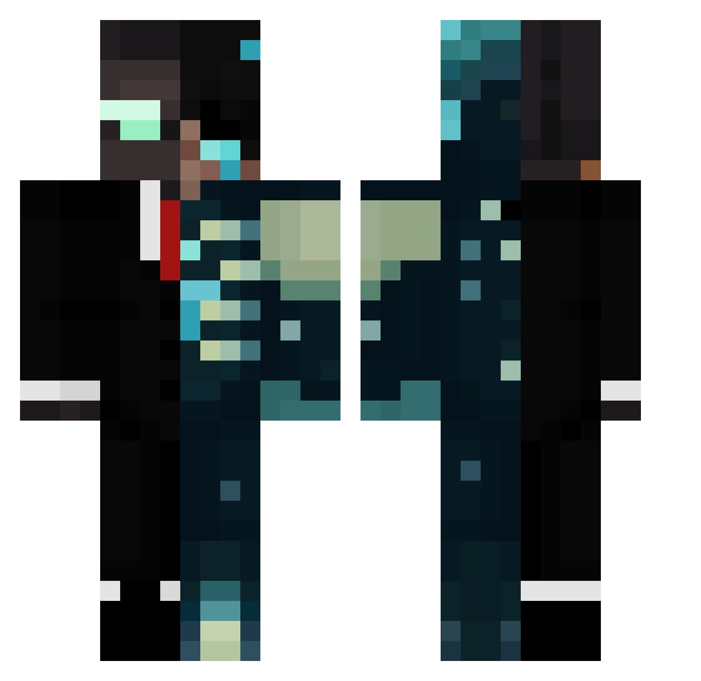 sasha543 Minecraft skin, front and back view