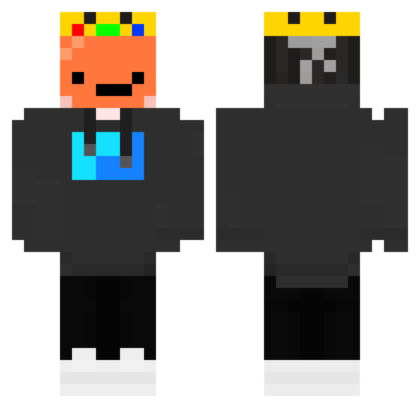 OrangeBrush Minecraft skin, front and back view